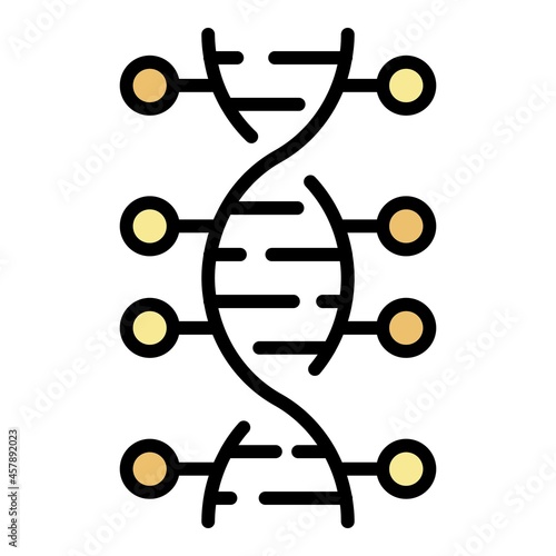 DNA helix with balls icon. Outline DNA helix with balls vector icon color flat isolated