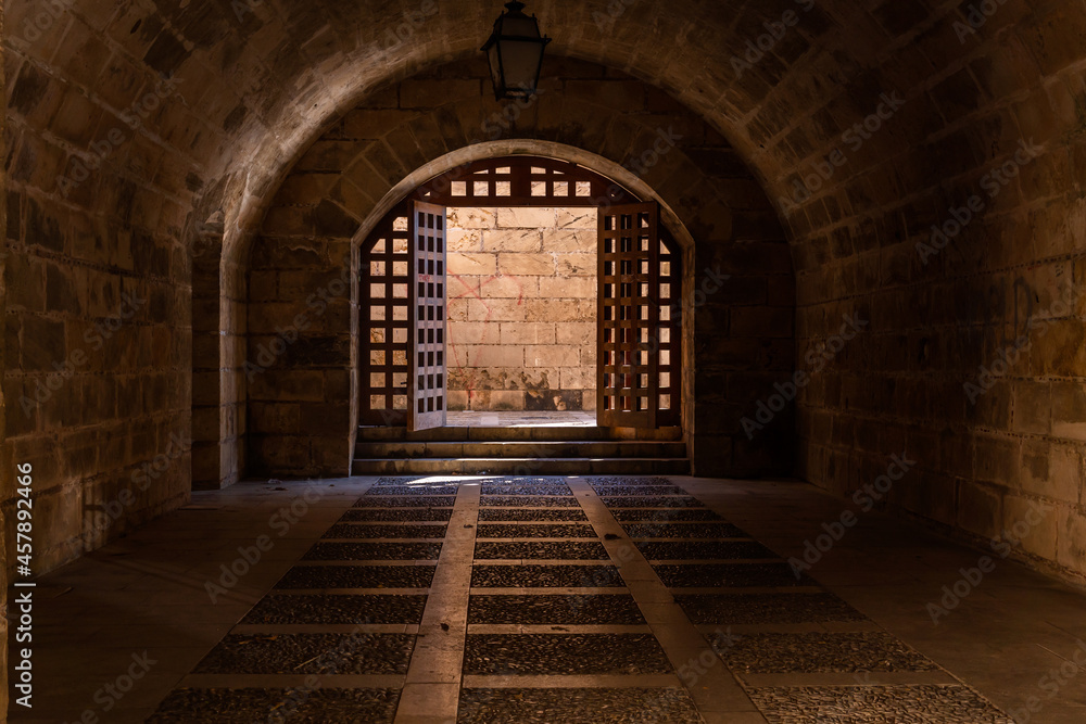 Interior of the medieval walls in the historic center of the city of Palma de Mallorca