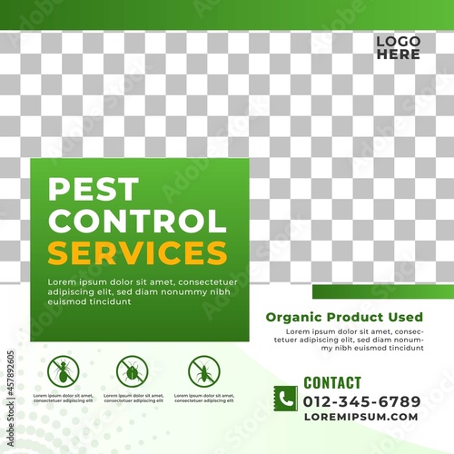 Pest control services social media post template with place for the photo.