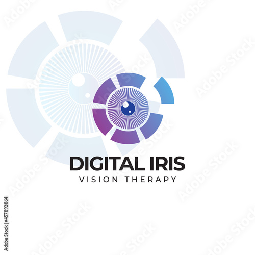 digital iris vision therapy logo, abstracct geometric eye logo