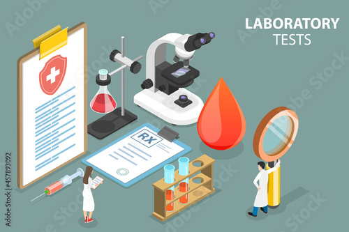 3D Isometric Flat Vector Conceptual Illustration of Laboratory Tests, Chemical Laboratory Analysis photo