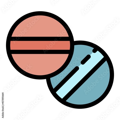 Aspirin tablets icon. Outline aspirin tablets vector icon color flat isolated
