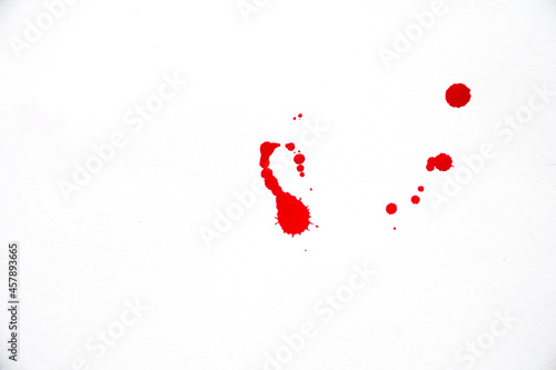 Blood splatters. Red blots of watercolor  Realistic bloody splatters for Halloween Drop of blood concept.