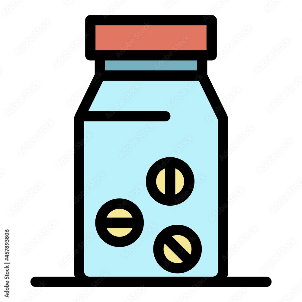 Pill bottle icon. Outline pill bottle vector icon color flat isolated Pill bottle icon. Outline pill bottle vector icon color flat isolated