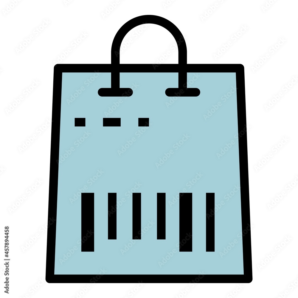 Obraz premium Barcode on the bag icon. Outline barcode on the bag vector icon color flat isolated