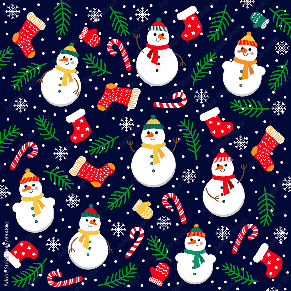 Сhristmas decorative pattern with snowmen 