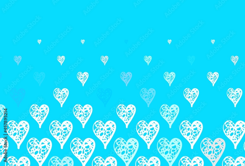 Light BLUE vector background with hearts. Light BLUE vector background with hearts.