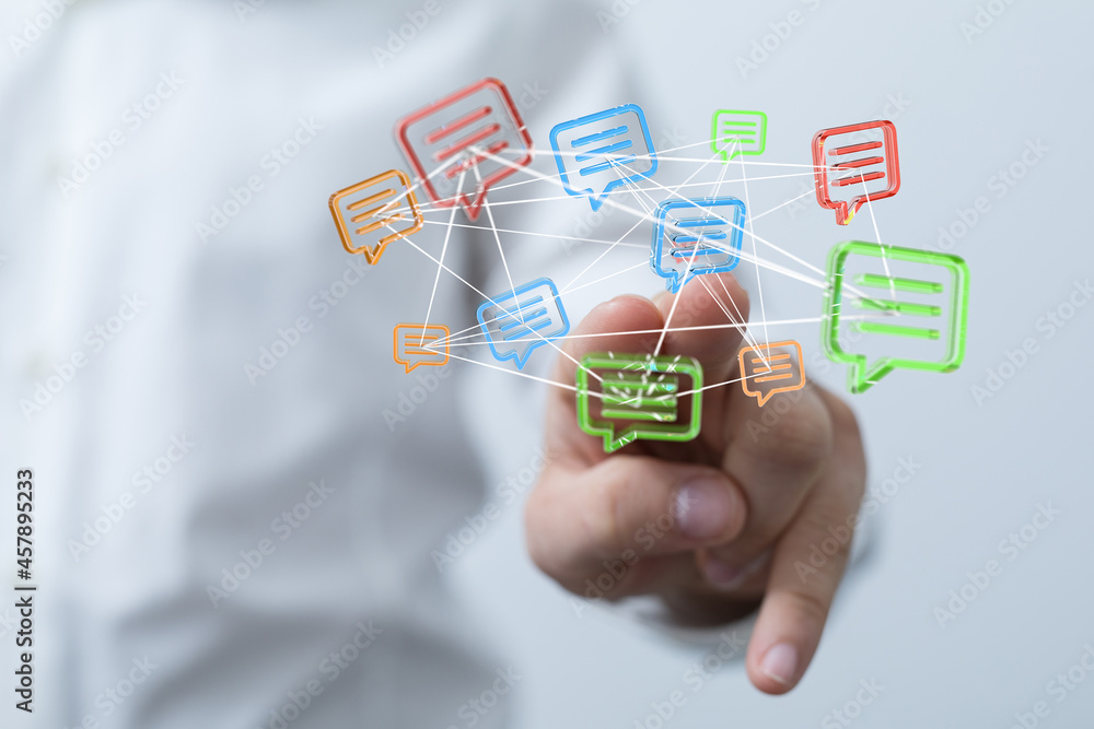 touching 3D rendering flying email icon with his fin touching 3D rendering flying email icon with his fin