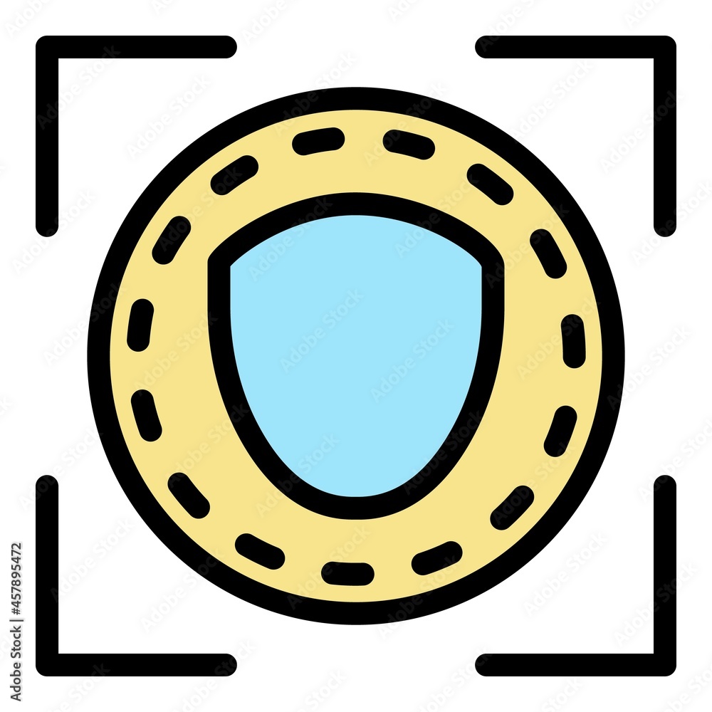 Face is identified icon. Outline face is identified vector icon color flat isolated