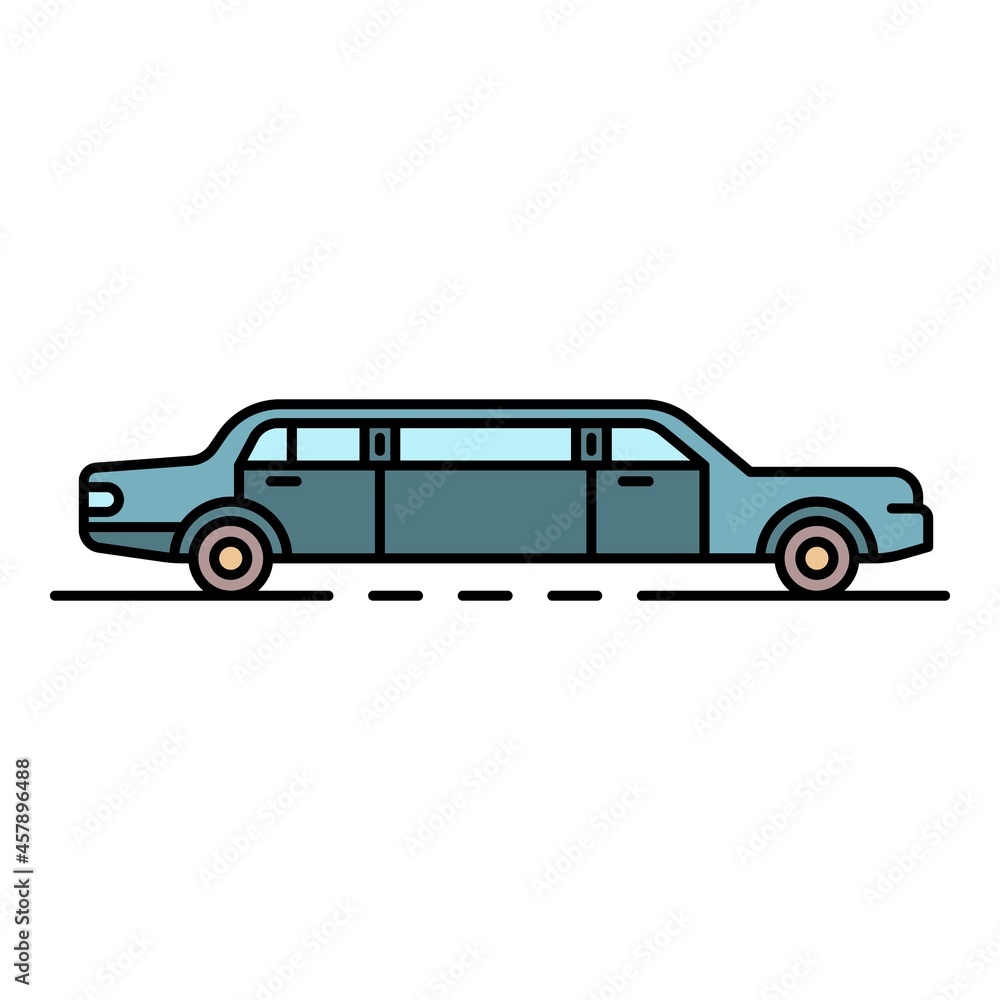 Luxury limousine icon. Outline luxury limousine vector icon color flat isolated