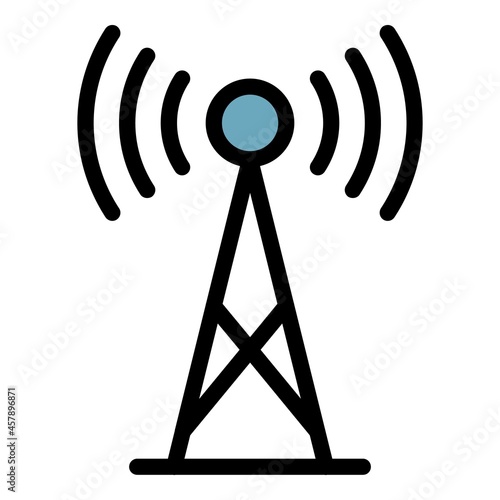 5G antenna icon. Outline 5G antenna vector icon color flat isolated