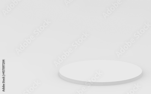 Abstract 3d gray white color cylinder podium minimal studio background.