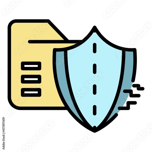 Cyber attack on firewall icon. Outline cyber attack on firewall vector icon color flat isolated