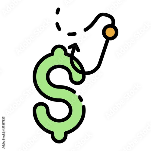 Phishing robbery icon. Outline phishing robbery vector icon color flat isolated