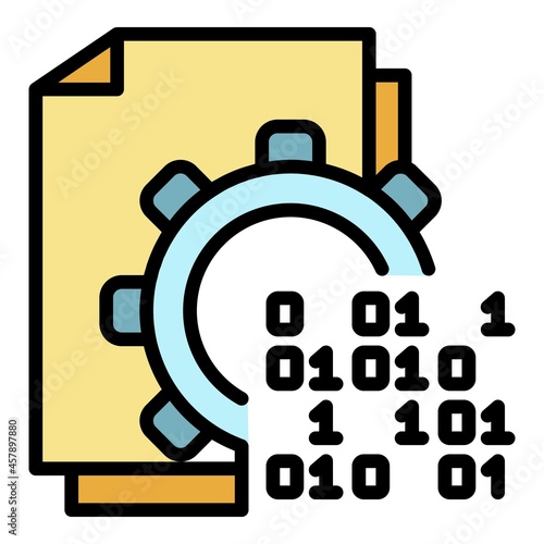 Malicious code in action icon. Outline malicious code in action vector icon color flat isolated