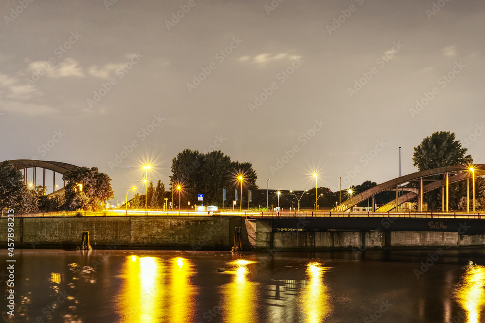 night shot of a bridge at night
