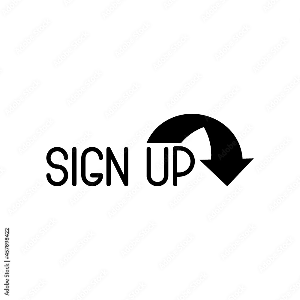 Black word sign up icon isolated on white background Black word sign up icon isolated on white background