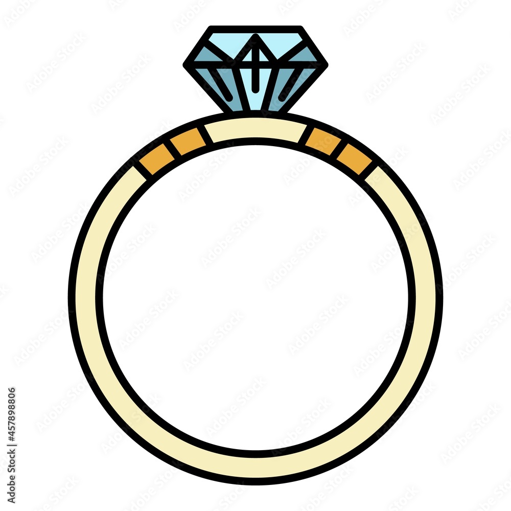 Diamond ring icon. Outline diamond ring vector icon color flat isolated Diamond ring icon. Outline diamond ring vector icon color flat isolated