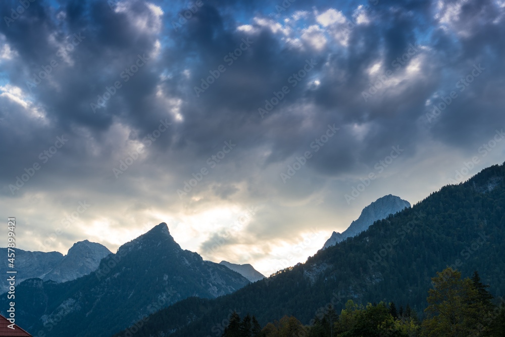 Epic Mountain Clouds Mist in Austria at Sunset Sunrise Epic Mountain Clouds Mist in Austria at Sunset Sunrise