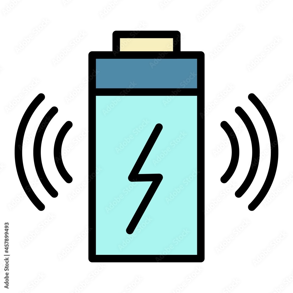 Wireless battery charging icon. Outline wireless battery charging vector icon color flat isolated Wireless battery charging icon. Outline wireless battery charging vector icon color flat isolated