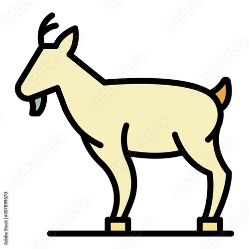 Farm goat icon. Outline farm goat vector icon color flat isolated