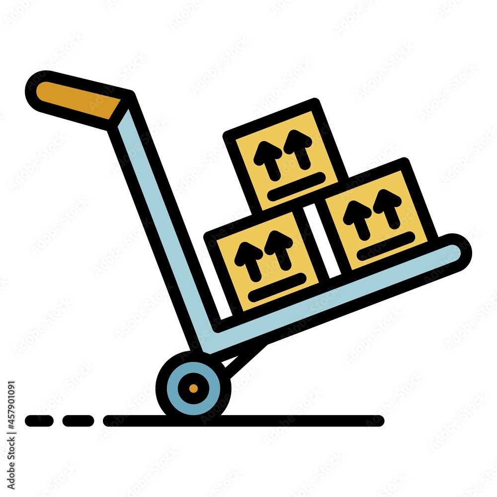 Trolley with goods icon. Outline trolley with goods vector icon color flat isolated Trolley with goods icon. Outline trolley with goods vector icon color flat isolated