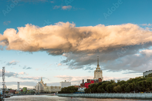 Panorama of Moscow from the Krasnopresnenskaya embankment photo