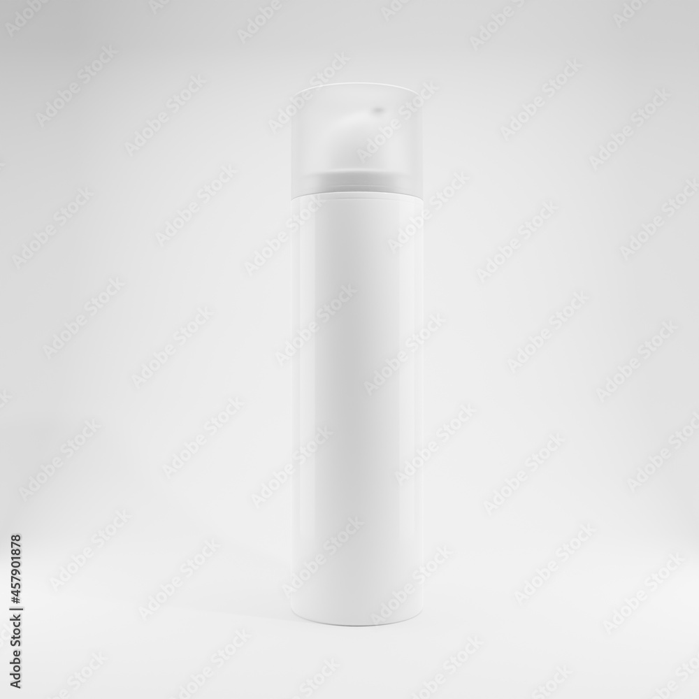 white spray plastic transparent cap cosmetic beauty 3d mockup white background care lotion white spray plastic transparent cap cosmetic beauty 3d mockup white background care lotion
