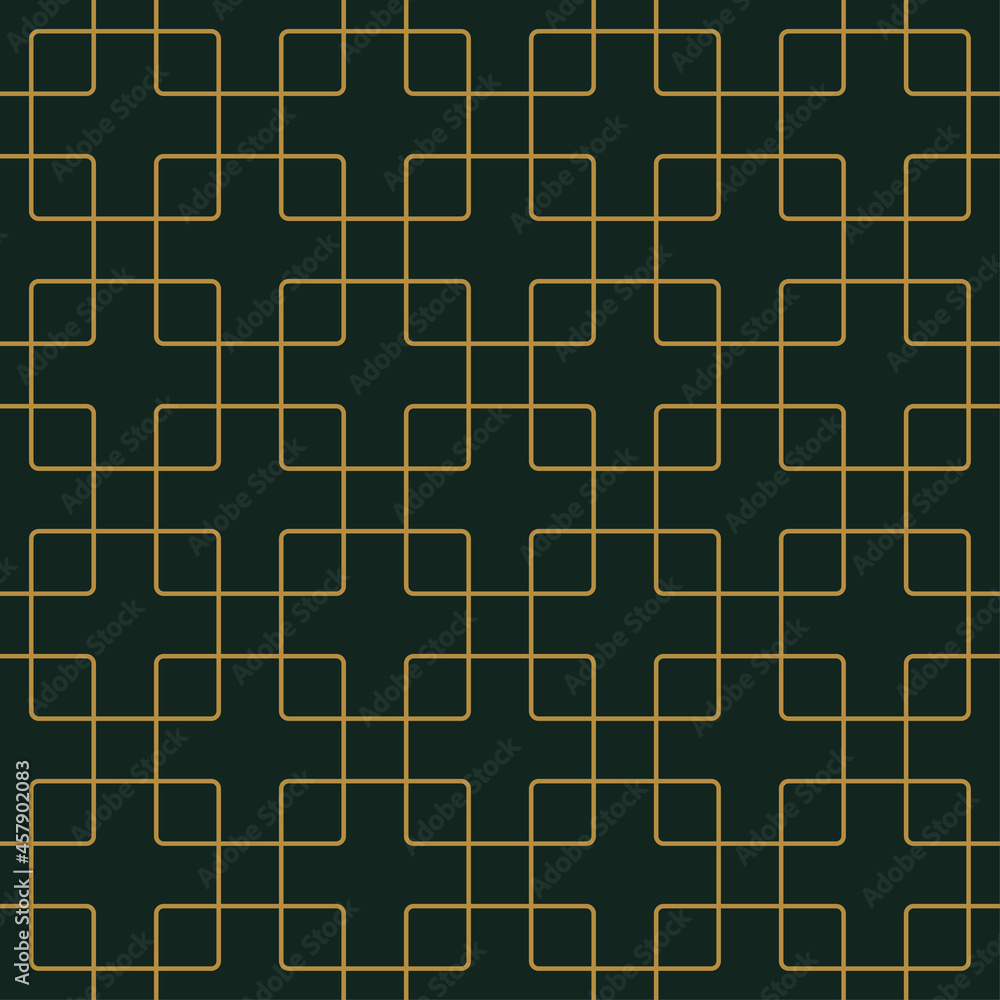 luxury line art seamless pattern . Geometric print on green charcoal background for web, textile and wallpaper