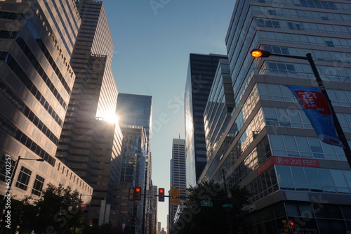 City High Rises at Sun Rise in Summer