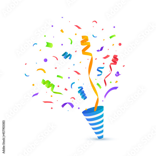 Confetti vector illustration. Festive background. Party concept. Flying ribbons isolated.
