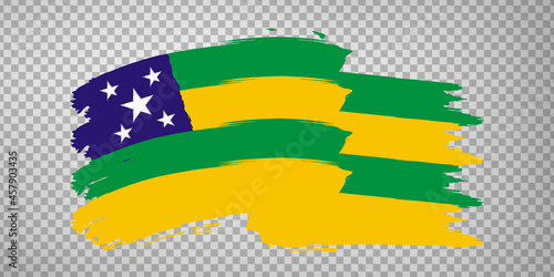 Flag of Sergipe from brush strokes. Federal Republic of Brazil. Waving Flag Sergipe of Brazil on transparent background for your web site design, app, UI. EPS10.