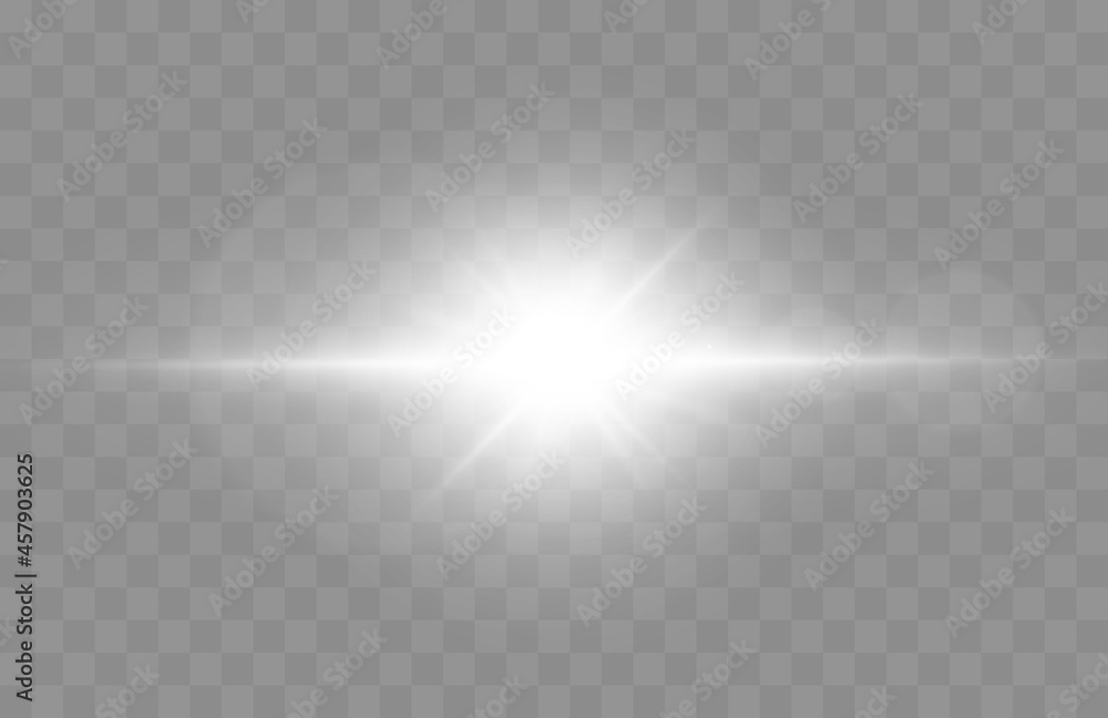 Lens flare vector illustration. Glowing spark light effect isolated on