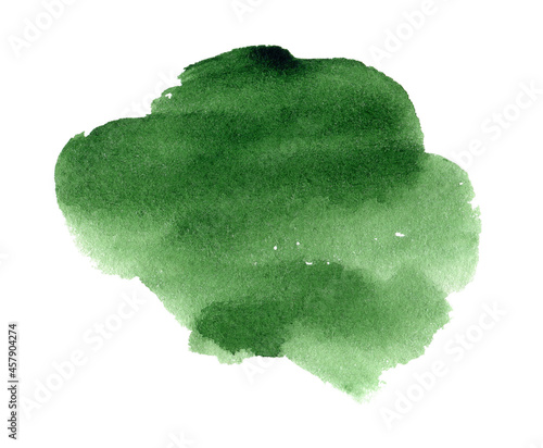 Dark green watercolor art hand paint on white background isolated, brush texture for text or logo