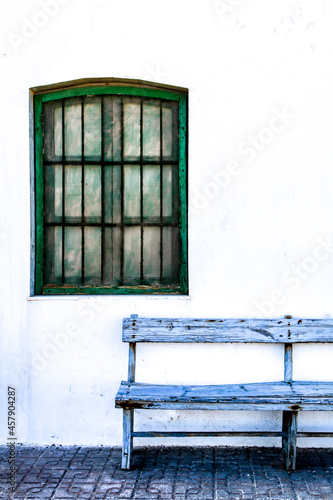 Typical Andalusian whitewashed facade in Almeria, Spain photo