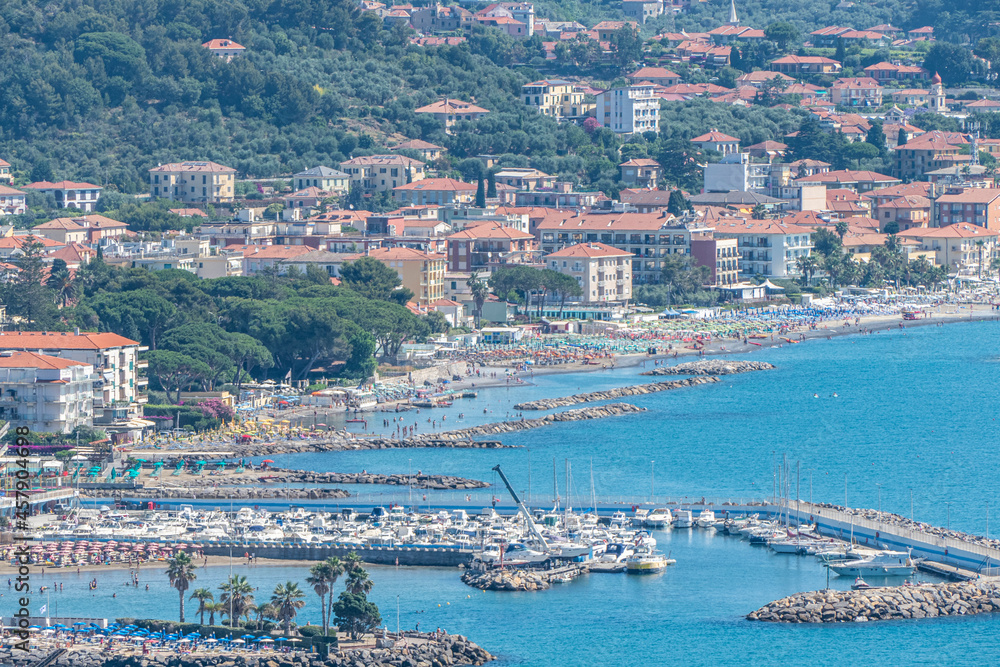 Aerial view of the harbor of of Diano Marina