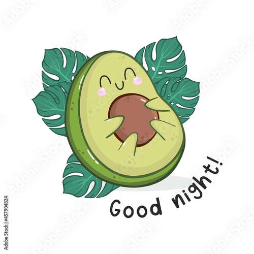 Vector illustration of cartoon sleeping avocado