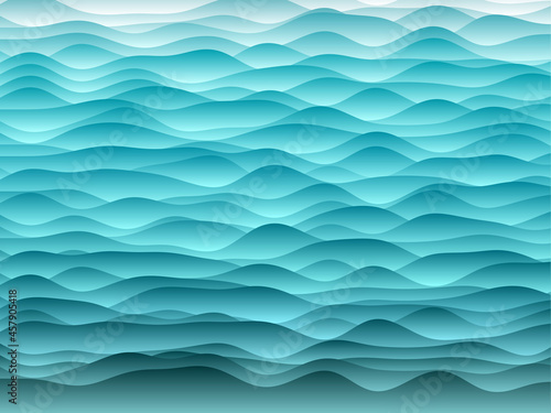 Abstract curves background. Smooth curves with gradients in cyan colors. Awesome vector illustration.