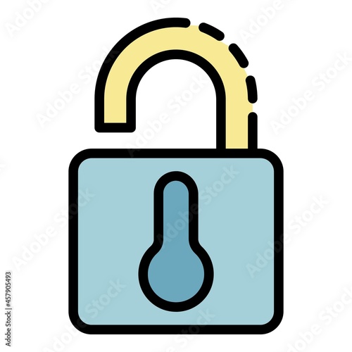 Open smart lock icon. Outline open smart lock vector icon color flat isolated