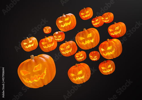 Halloween pumpkins on a dar...