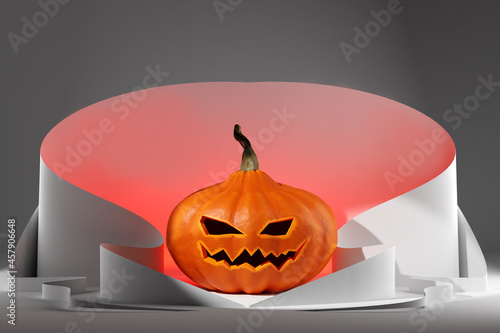 Halloween pumpkin on a gray...