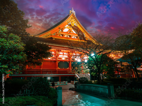 Evening in Japan. Buddhist ...