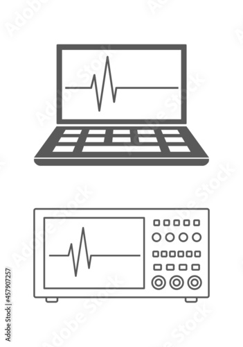 oscillograph device and laptop icon