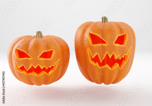 Halloween pumpkins on a whi...
