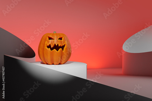 Halloween pumpkin stands on...