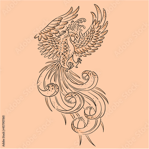 Phoenix fine line tattoo