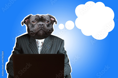 Businessman with bulldog he...
