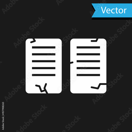 White The commandments icon isolated on black background. Gods law concept. Vector Illustration © vector_v