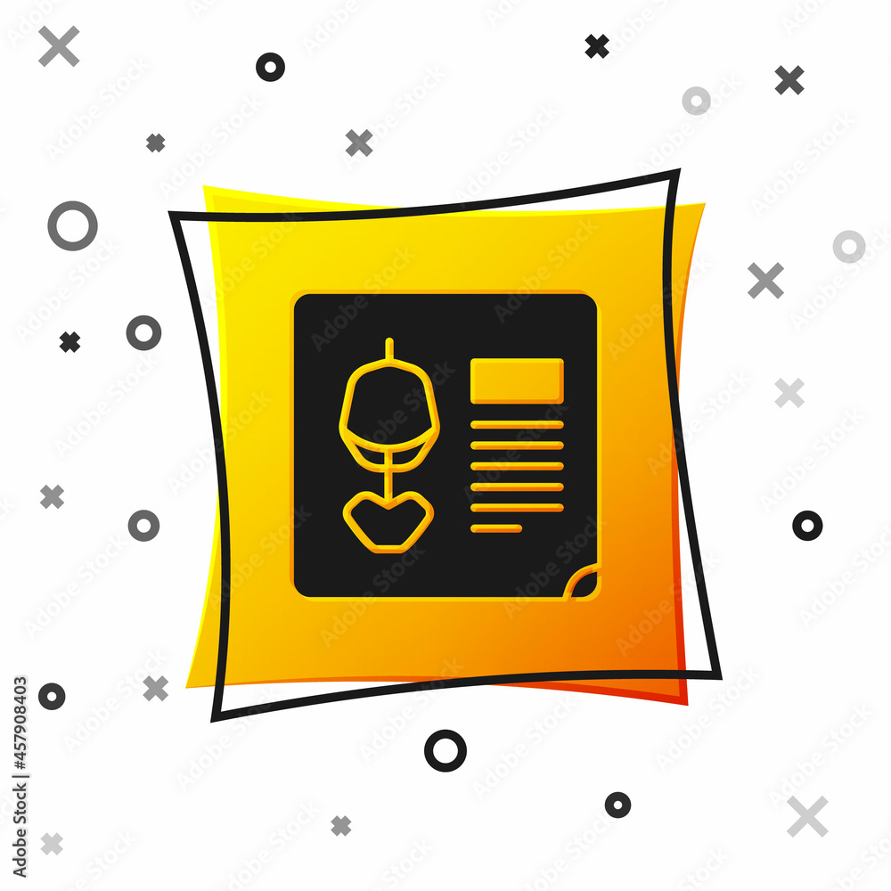 Black X-ray shots icon isolated on white background. Yellow square button. Vector Illustration Black X-ray shots icon isolated on white background. Yellow square button. Vector Illustration