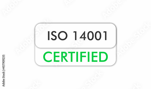 ISO 14001 Certified badge, icon. Certification stamp. Flat design vector. Vector illustration